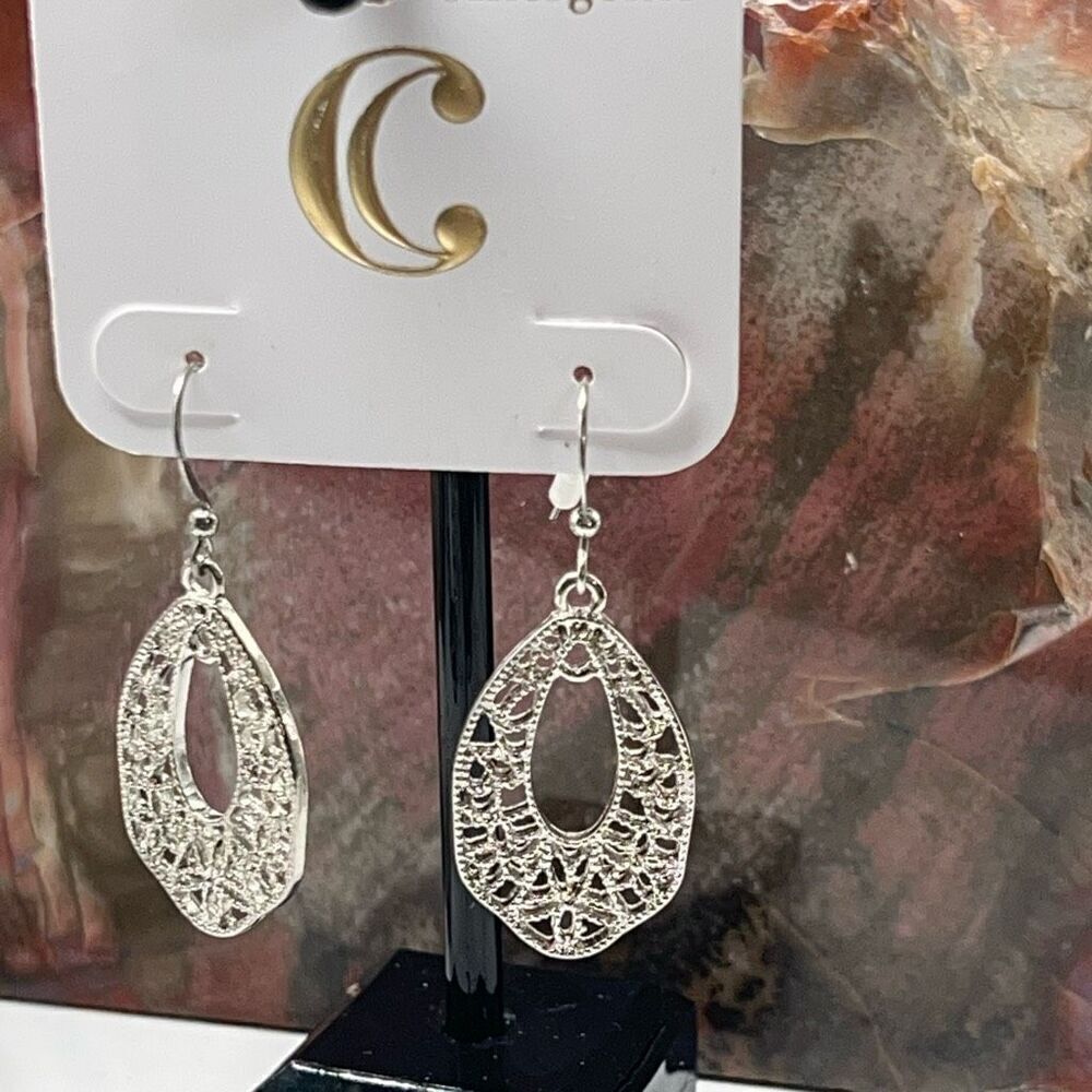 Charming Charlie Silver Dangle Filligree Earrings - Picture 4 of 12